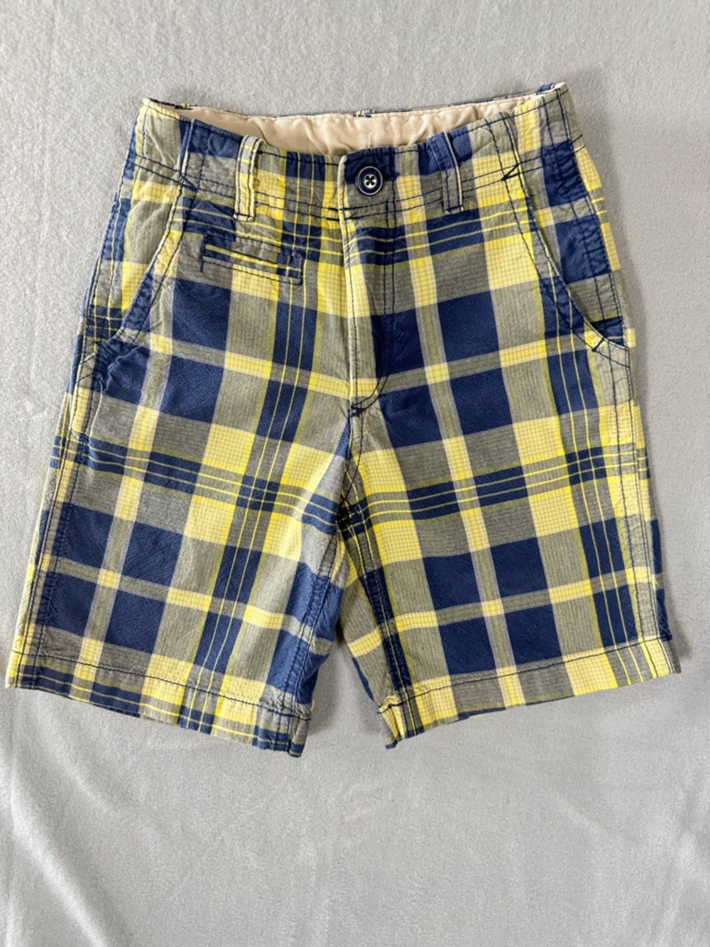 GapKids Size 7 Slim Plaid Shorts Blue Yellow Preppy Summer